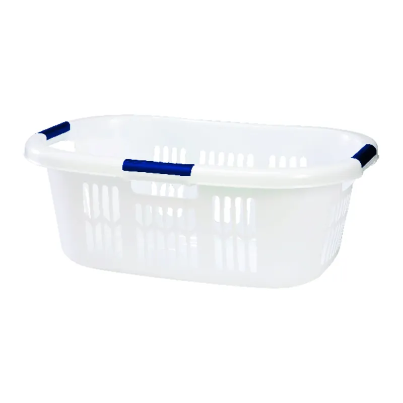 3-handled White Laundry Basket, 1.5 Bushel Capacity, Heavy-duty Plastic