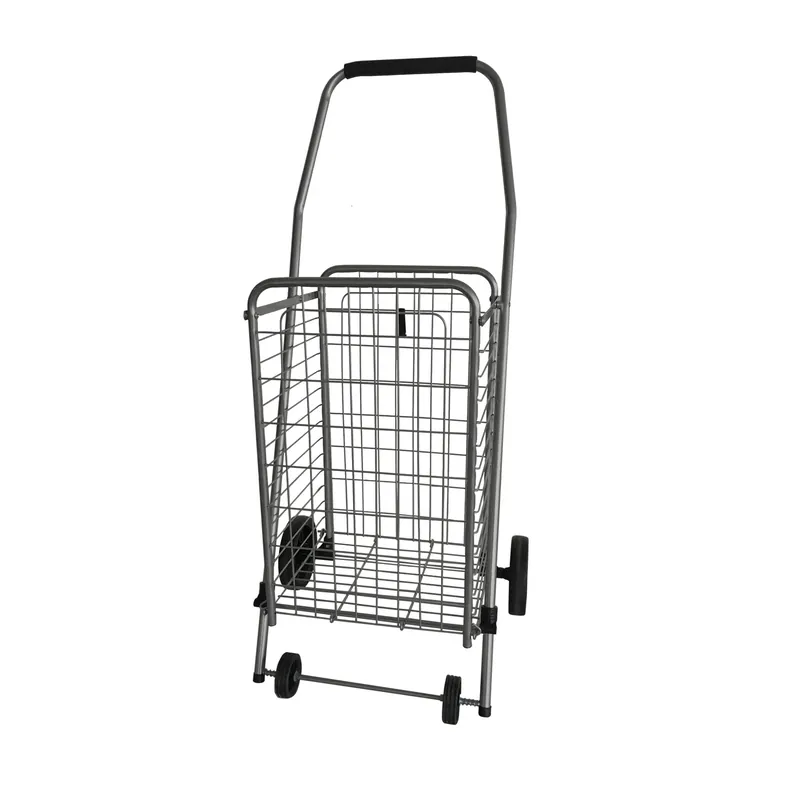 37.6 In. H X 14.8 In. W X 18.5 In. L Gray Collapsible Shopping Cart