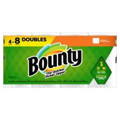 Paper Towels, Full Sheet, White, 4 Double Rolls