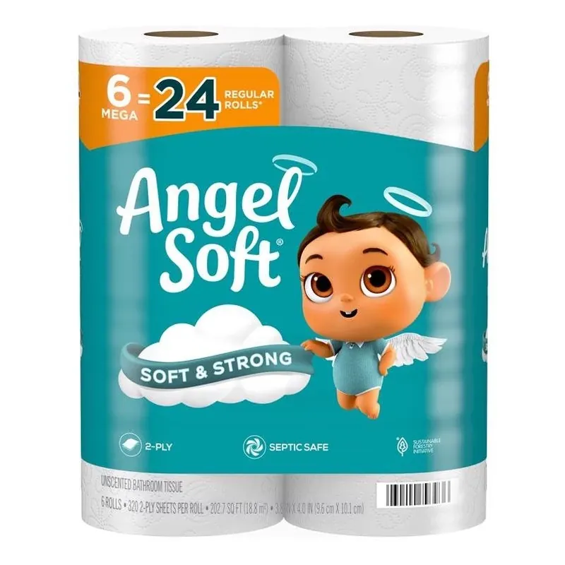 Angel Soft Ultra‑Soft 2‑Ply Bathroom Tissue – 6‑Roll Pack (320 Sheets Per Roll)