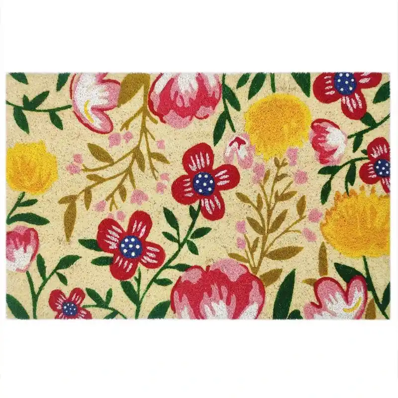 18 In. W X 30 In. L Multicolored Flowers Coir Door Mat