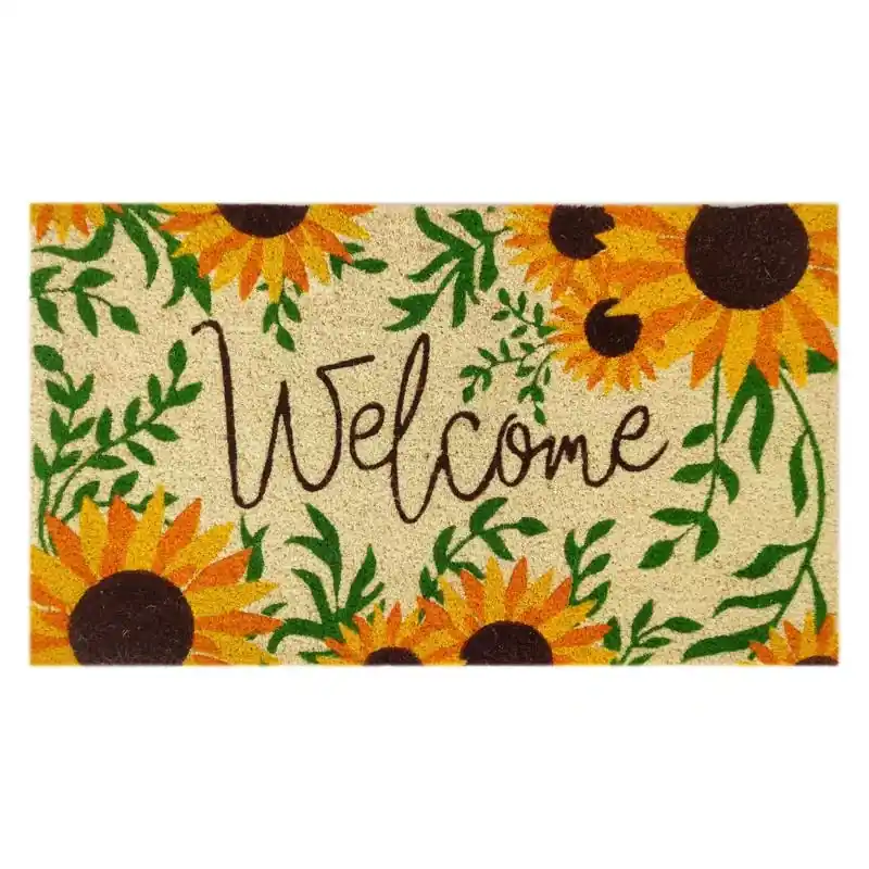 18 In. W X 30 In. L Multicolored Welcome Sunflowers Coir Door Mat
