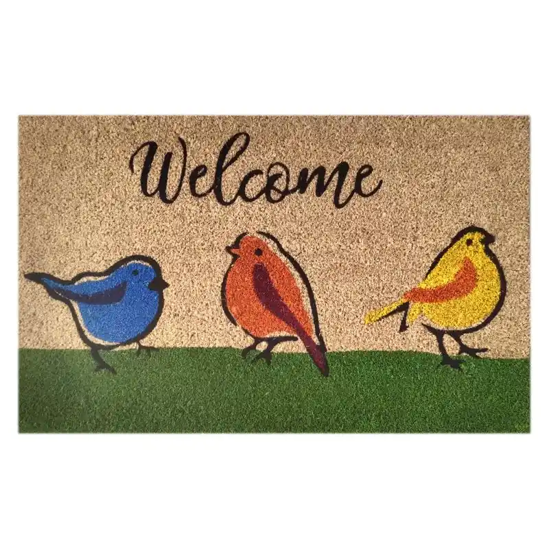 18 In. W X 30 In. L Multicolored Welcome Birds Coir Door Mat