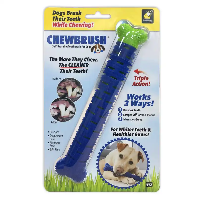BulbHead Chew Brush Blue Dog Self Brushing Toothbrush 1 Pk