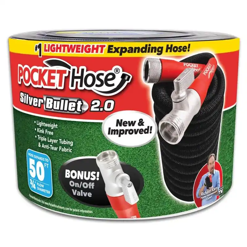 Silver Bullet 2.0 Pocket Garden Hose, 50-Ft.