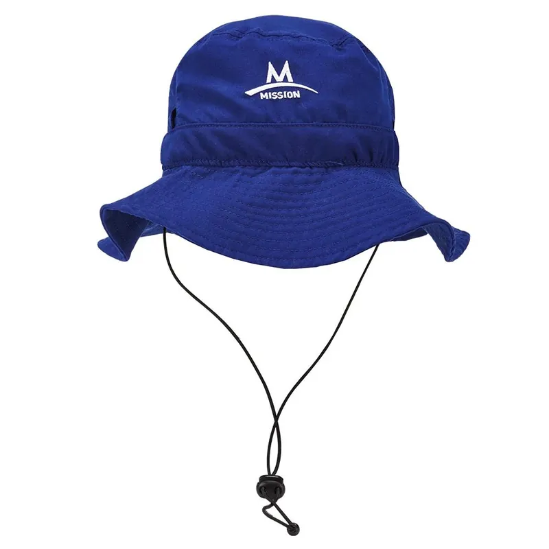 Navy Blue Cooling Bucket Hat With Upf 50 Sun Protection And Adjustable Strap