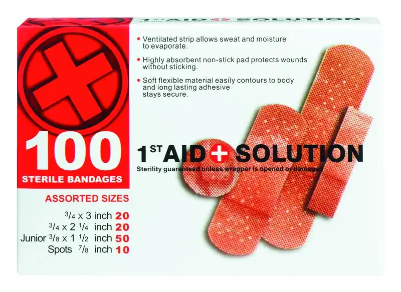 JMK 1st Aid + Solution Health And Beauty Aid Plus Bandages 100 Pk