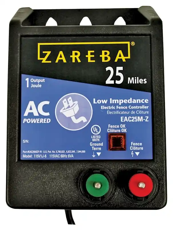 Eac25m-z Electric Fence Charger, 1 Joule Output, 25 Mile Range, 115 Volt