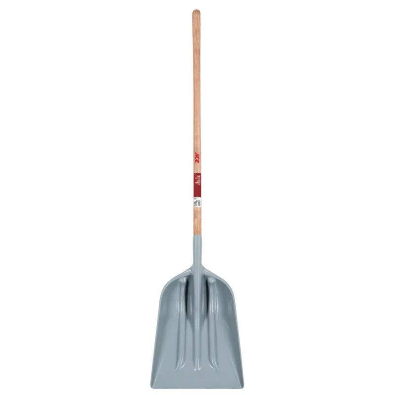 48 In. Wood Long Handle Polyethylene Gray Scoop For Grain And Garden