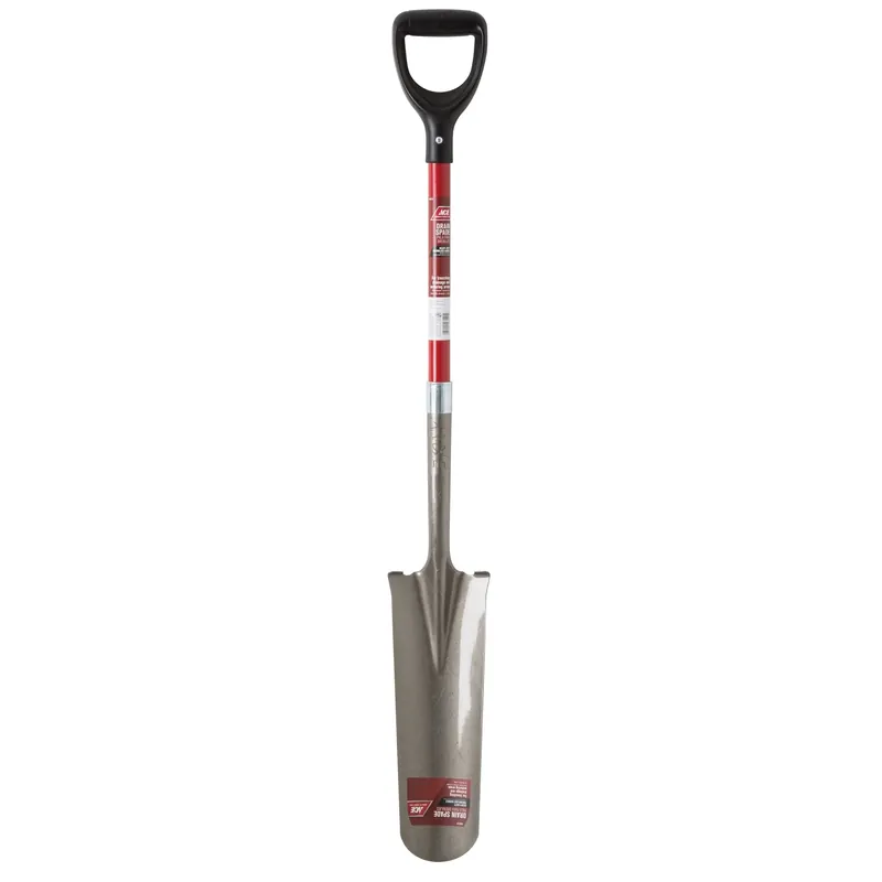 45.75 In. Steel Round Drain Spade With Fiberglass Handle For Gardening