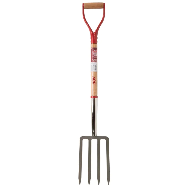 40 In. Steel Spading Fork With Wood Handle For Gardening And Soil Aeration