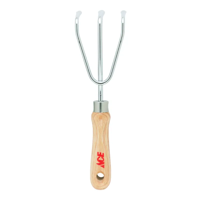 12 Inch Steel Hand Cultivator With Wood Handle And Chrome Plated Tines