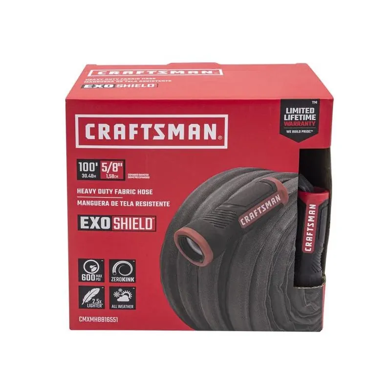 Craftsman ExoShield 5/8" X 100 ft Heavy‑Duty Garden Hose – UV‑Resistant, Kink‑Free, Aluminum Couplings