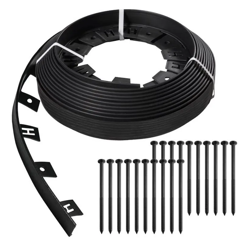 Master Mark Black Plastic Landscape Edging – 50 Ft. Flexible Border Kit