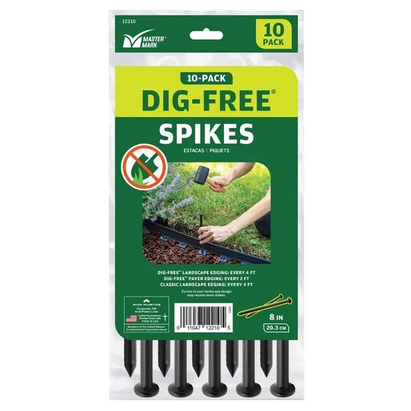 Black Plastic Landscape Edging Stake – 0.02 ft × 8 in, 10‑Piece Bag