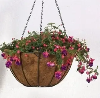 Bosmere F140 14-inch Black Wire Hanging Basket With Chain And Coco Fiber Liner