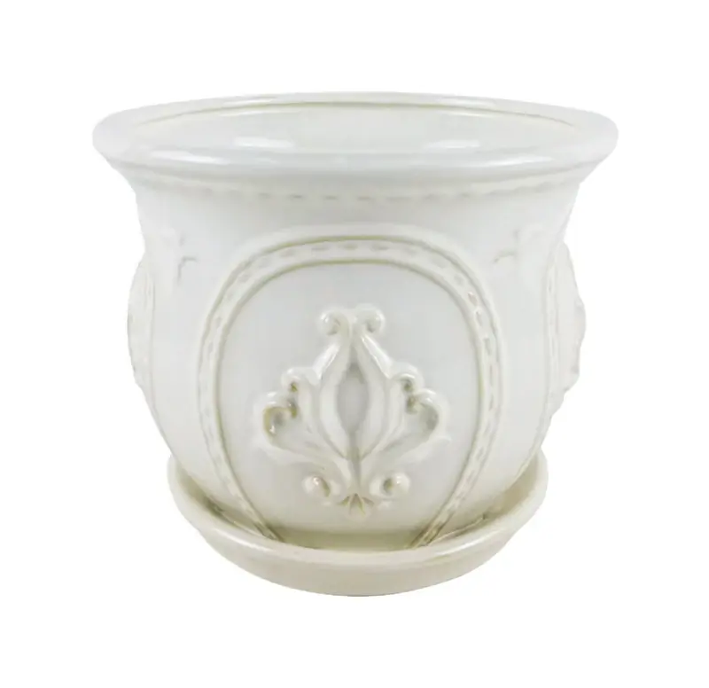 Trendspot Classical Ornate 5.1 In. H X 6 In. W X 6 In. D X 6 In. D Ceramic Planter White