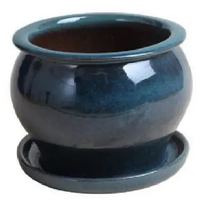 4 In. Studio Planter, Ceramic, Dripping Blue