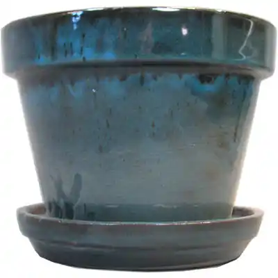 Border Concepts 6.75 In. H X 8.25 In. D Ceramic Planter Tropical Blue