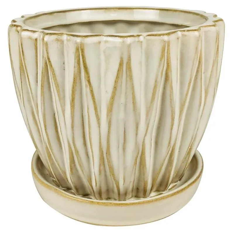 Border Concepts White Ceramic Dimensional Planter – 4.75" H X 5.5" W