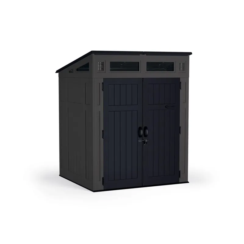 Modernist Resin Storage Shed, Peppercorn & Black, 6 X 5 Ft.