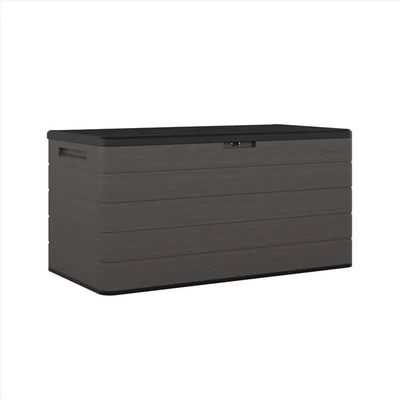 Suncast 170‑Gallon Charcoal Outdoor Deck Box – 58" W X 29" D, Lockable Plastic Storage