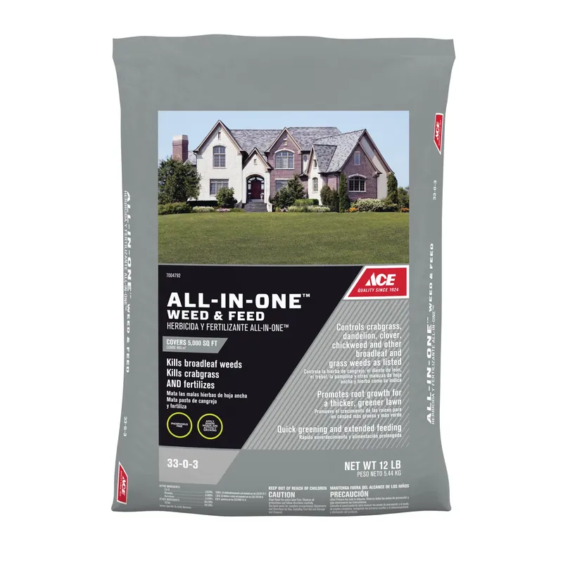 Ace All-in-one Weed & Feed Lawn Fertilizer For Multiple Grass Types, 5000 Sq Ft Coverage