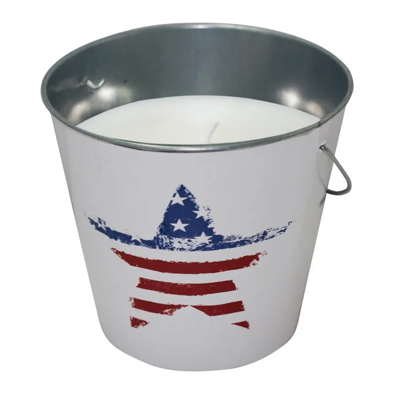 U.s. Flag Citronella Bucket Candle For Mosquitoes 18 Oz