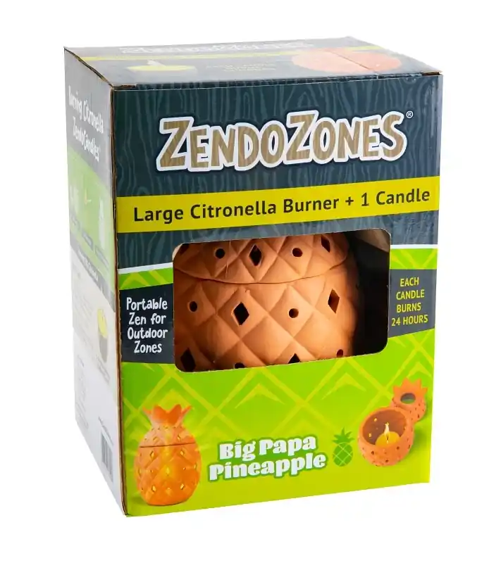Citronella Burner + 3 Candles, Big Papa Large Pineapple Shape Terra Cotta