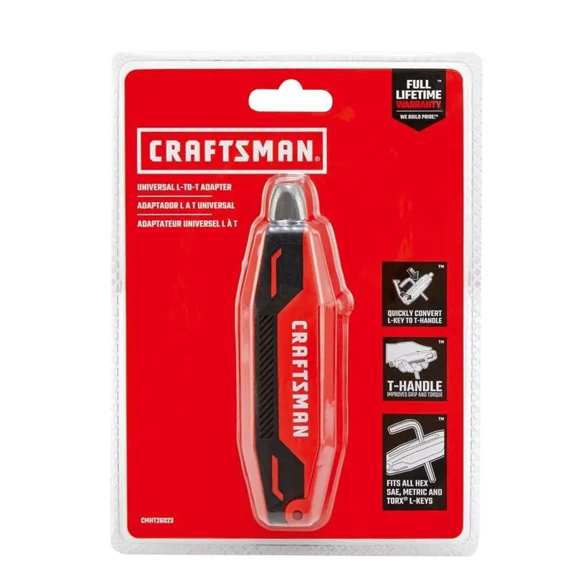 Craftsman Red T‑Handle Hex Key – 7.5" Steel Universal Metric & SAE Allen Wrench