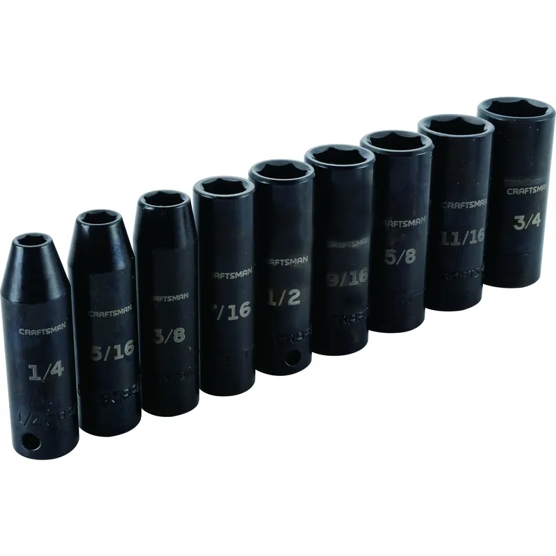 9-piece 3/8 In. Drive Sae 6 Point Deep Impact Socket Set