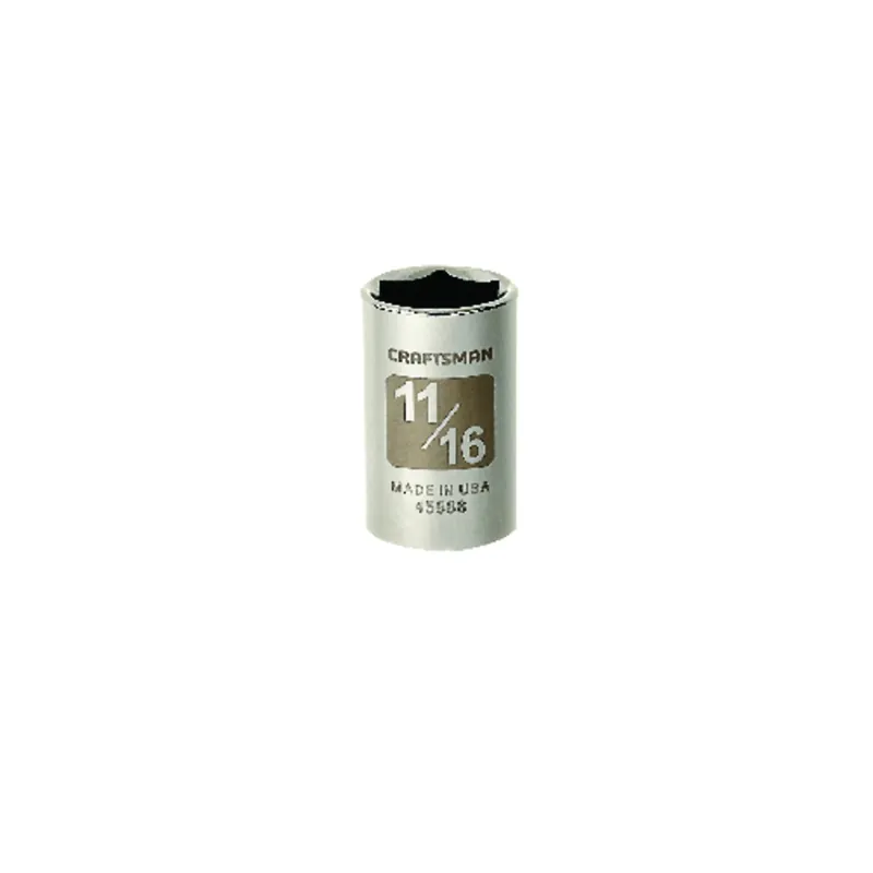 11/16 In. X 1/2 In. Drive Sae 6 Point Standard Socket - 1 Piece