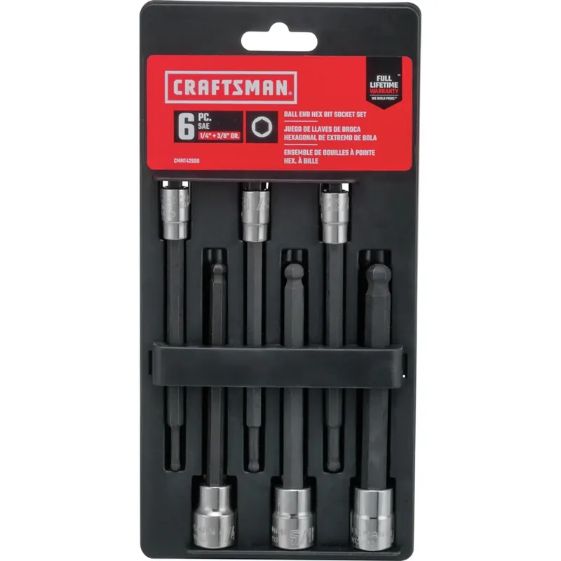 Craftsman 6 Piece 1/4 And 3/8 Inch Drive Sae Long Ball Hex Bit Socket Set