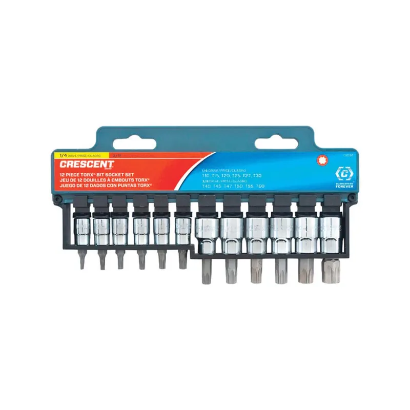 12 Piece Assorted Sizes 1/4 And 3/8 In. Drive Sae 6 Point Torx Bit Socket Set