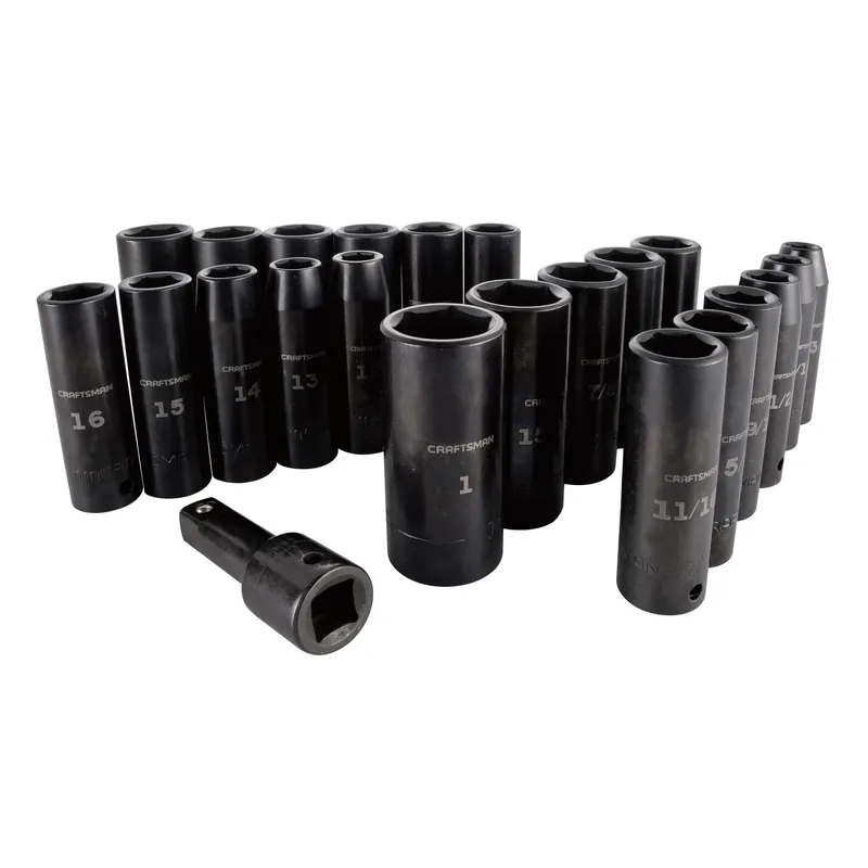 1/2 In. Drive 23 Piece Metric And Sae 6 Point Deep Impact Socket Set