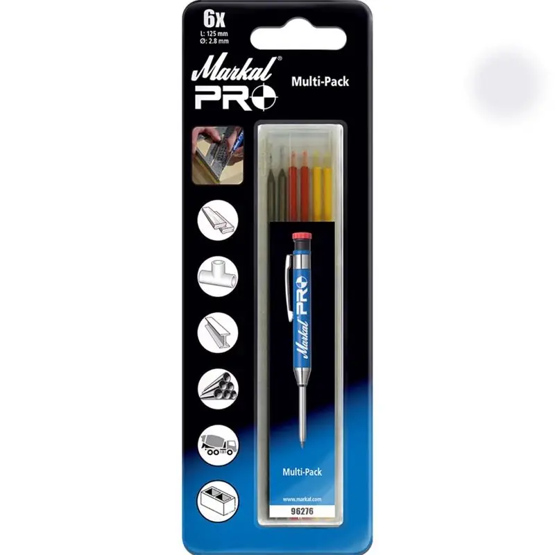 Pro 7 Inch Mechanical Carpenter Pencil Replacement Tips Assorted 6 Pieces