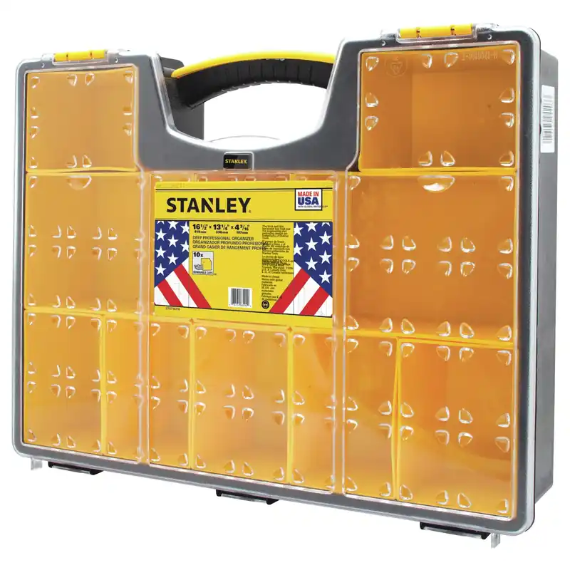 16.5 In. Deep Pro Small Parts Organizer With 10 Compartments - Black/yellow