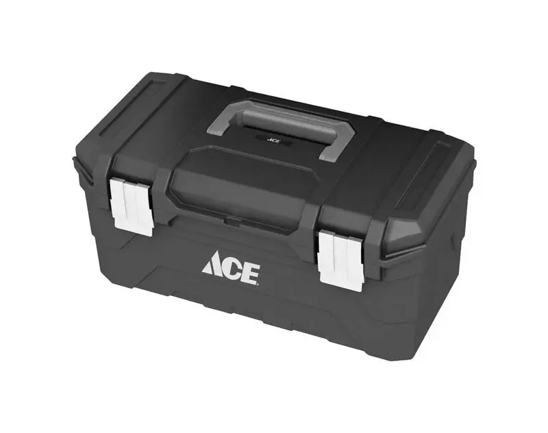 20 Inch Plastic Tool Box With Storage Tray And Metal Hinge - Black