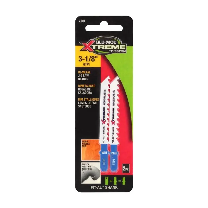 Blu-Mol Xtreme 3-1/8 In. Bi-Metal Universal Jig Saw Blade 6 TPI 2 Pk
