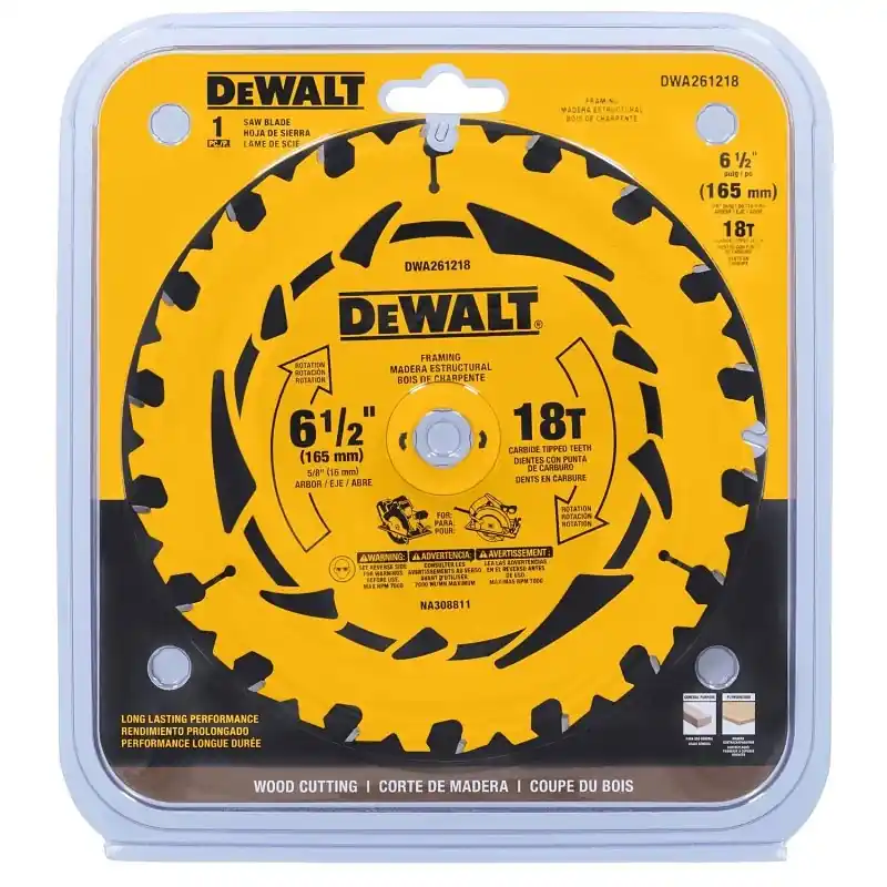 Dewalt 6-1/2 Inch Tungsten Carbide Circular Saw Blade 18 Teeth