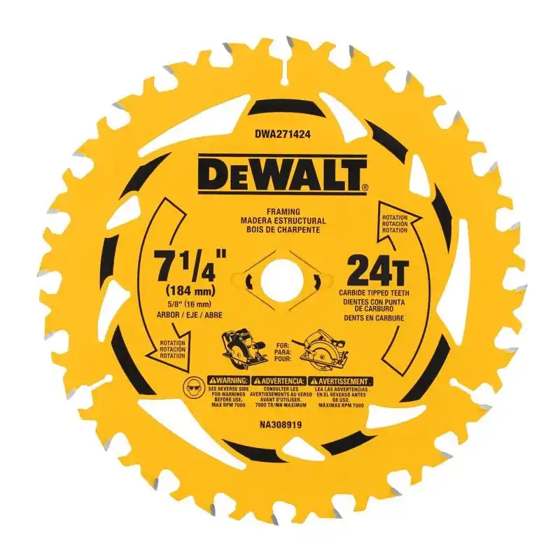 DeWalt 7-1/4 In. D X 5/8 In. Tungsten Carbide Tipped Circular Saw Blade Set 24 Teeth 3 Pk