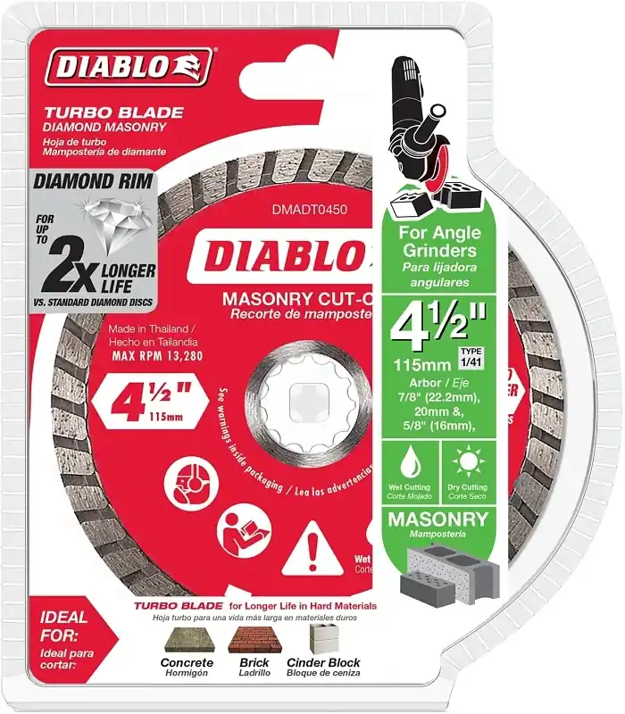 Diablo 4-1/2 In. D X 7/8 In. X .08 In. Thick Diamond Masonry Cut-Off Disc 1 Pk