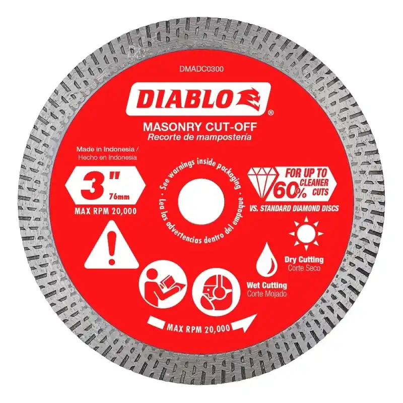 Diablo 3 In. D X 3/8 In. X 1.3 In. Thick Diamond Masonry Cut-Off Disc 1 Pk