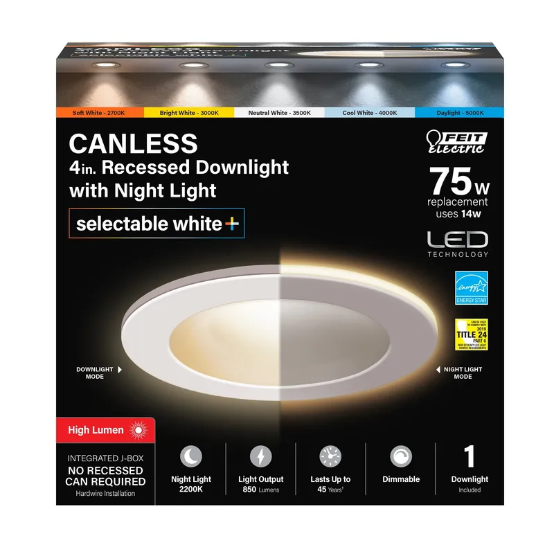 5 In. White Aluminum Led Canless Recessed Downlight 14 W