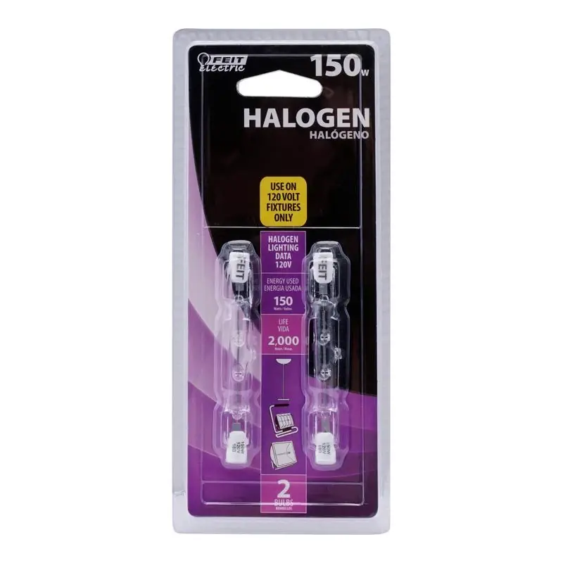 Feit 150 W T3 Tubular Halogen Bulb 2000 Lm Bright White 2 Pk
