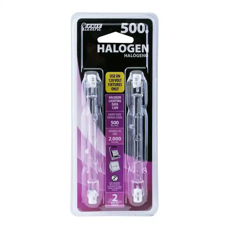 Feit 500 W T3 Tubular Halogen Replacement Bulb 8500 Lm Bright White 2 Pk
