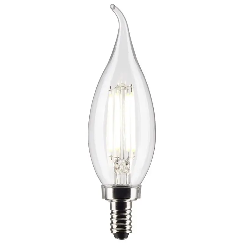 Satco CA10 (Flame Tip) E12 (Candelabra) Filament LED Bulb Soft White 40 Watt Equivalence 2 Pk