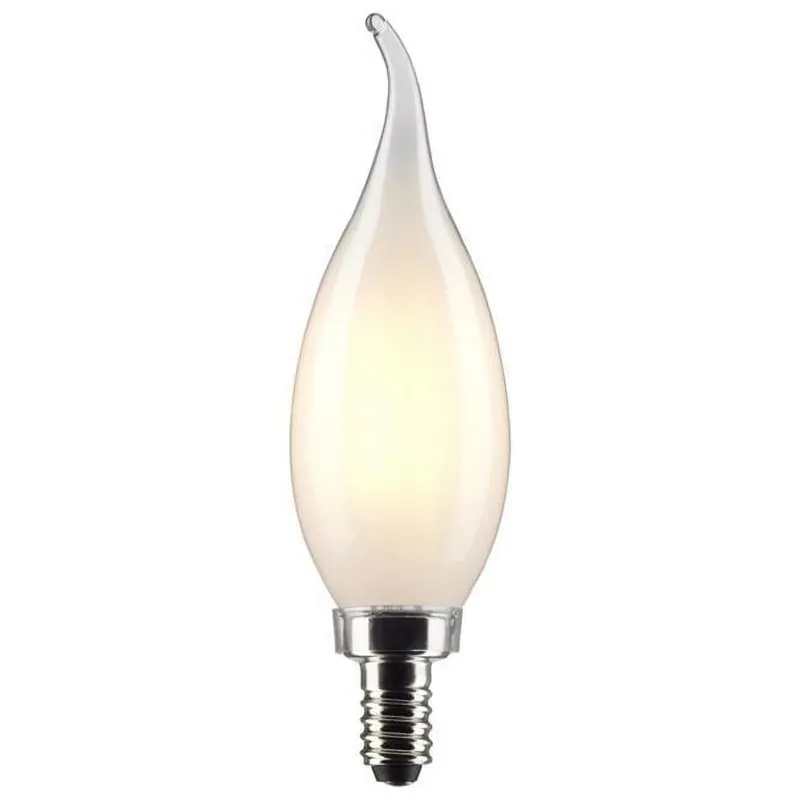 Satco CA10 (Flame Tip) E12 (Candelabra) Filament LED Bulb Warm White 60 Watt Equivalence 2 Pk