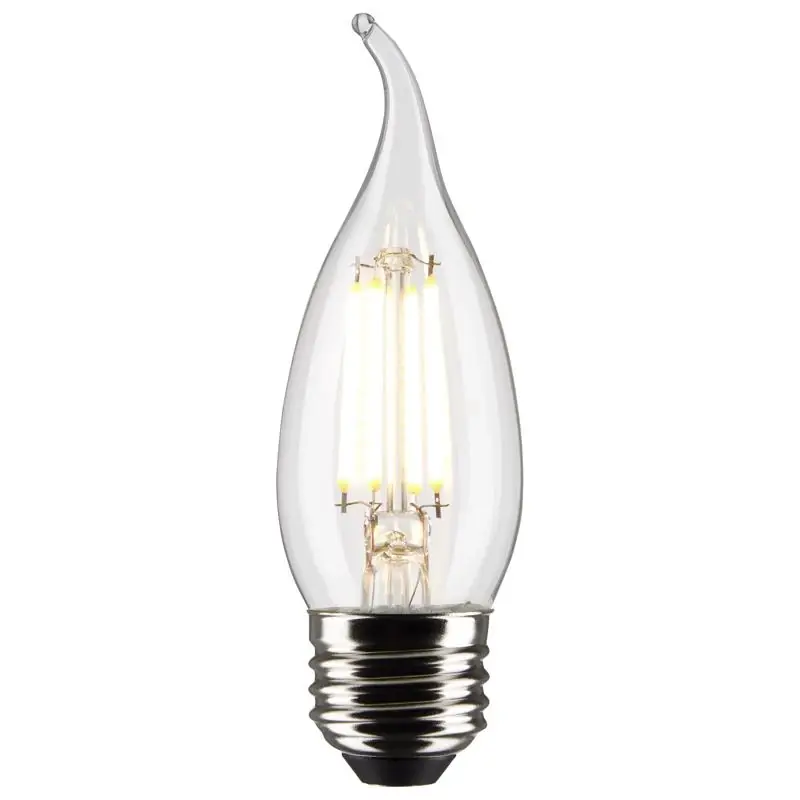 Satco CA10 (Flame Tip) E26 (Medium) Filament LED Bulb Soft White 40 Watt Equivalence 2 Pk