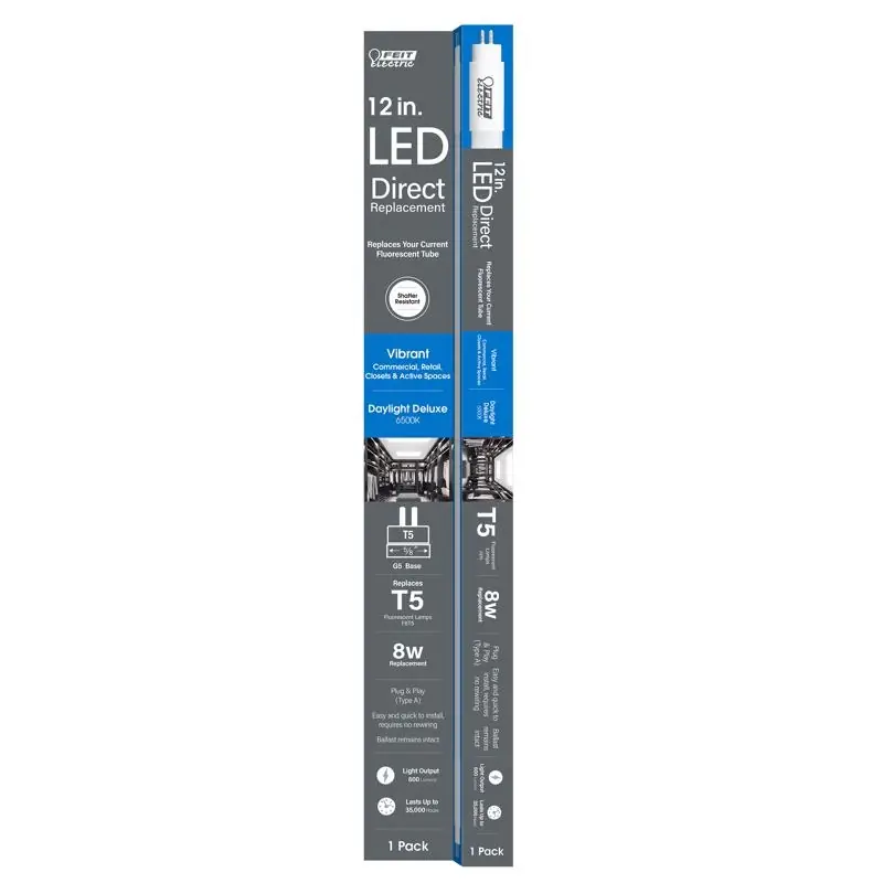 Feit T5 Daylight Deluxe 12 In. Bi-Pin Linear LED Linear Lamp 8 Watt Equivalence 1 Pk